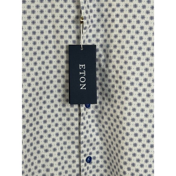 ETON Contemperary Cotton Short Sleeve Button Up Medallion Print Shirt Sz L New - Picture 2 of 7